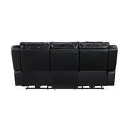 8457BLK-3PW Power Double Reclining Sofa with Center Drop-Down Cup Holders, Wireless Charger, Magazine Bag, LED and Charging Ports - 8457BLK-3PW