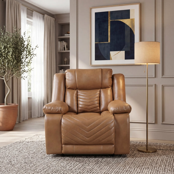 8457BRW-1PW Power Reclining Chair with LED and Charging Ports - 8457BRW-1PW