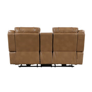 8457BRW-2PW Power Double Reclining Love Seat with Center Console, Wireless Speakers, LED and Charging Ports - 8457BRW-2PW