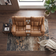 8457BRW-2PW Power Double Reclining Love Seat with Center Console, Wireless Speakers, LED and Charging Ports - 8457BRW-2PW