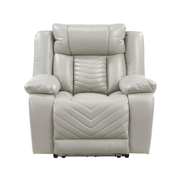 8457GRY-1PW Power Reclining Chair with LED and Charging Ports - 8457GRY-1PW