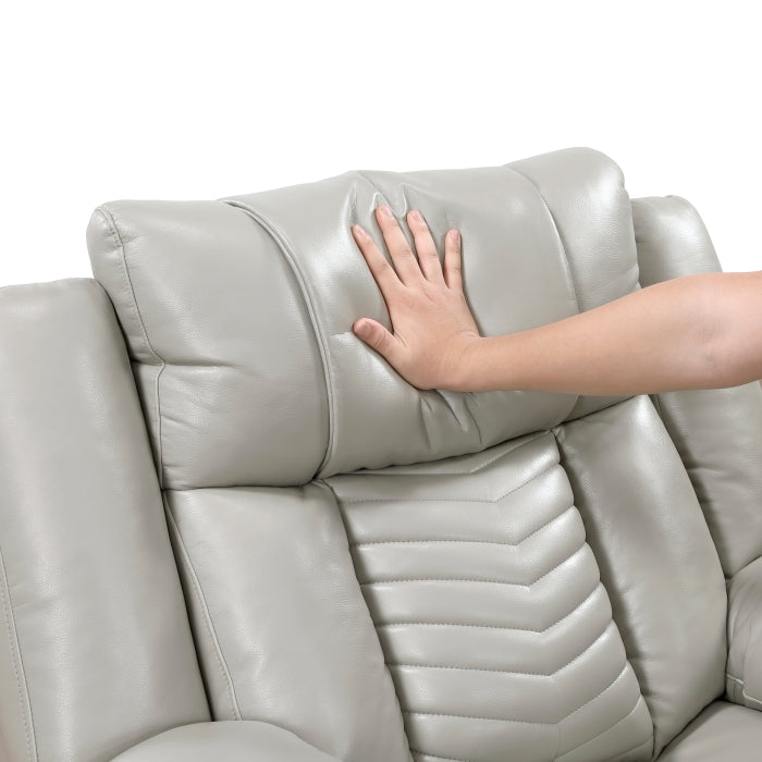 8457GRY-1PW Power Reclining Chair with LED and Charging Ports - 8457GRY-1PW