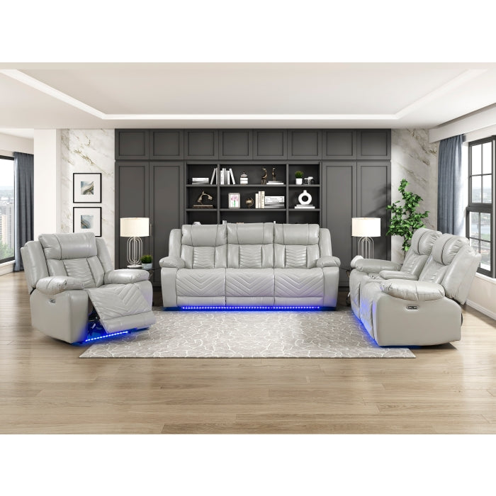 8457GRY-1PW Power Reclining Chair with LED and Charging Ports - 8457GRY-1PW
