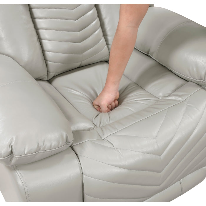 8457GRY-2PW Power Double Reclining Love Seat with Center Console, Wireless Speakers, LED and Charging Ports - 8457GRY-2PW
