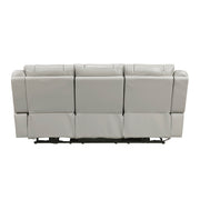 8457GRY-3PW Power Double Reclining Sofa with Center Drop-Down Cup Holders, Wireless Charger, Magazine Bag, LED and Charging Ports - 8457GRY-3PW