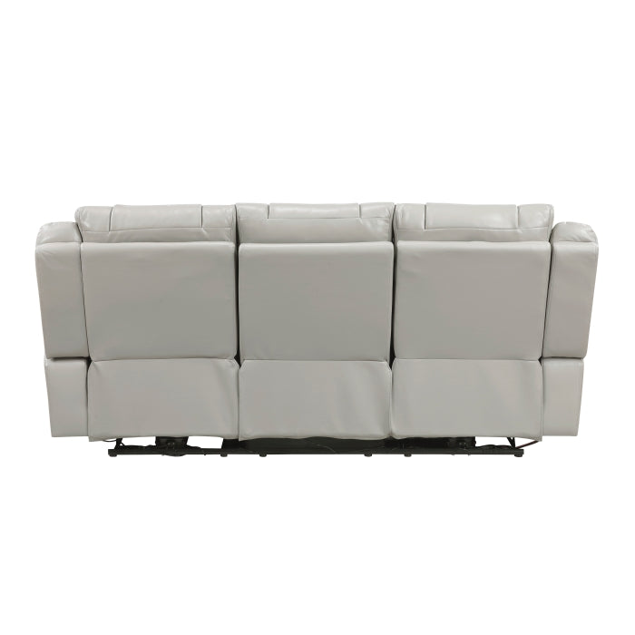 8457GRY-3PW Power Double Reclining Sofa with Center Drop-Down Cup Holders, Wireless Charger, Magazine Bag, LED and Charging Ports - 8457GRY-3PW