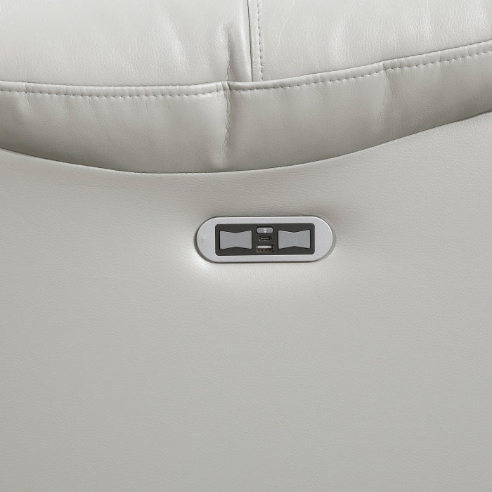 8457GRY-3PW Power Double Reclining Sofa with Center Drop-Down Cup Holders, Wireless Charger, Magazine Bag, LED and Charging Ports - 8457GRY-3PW