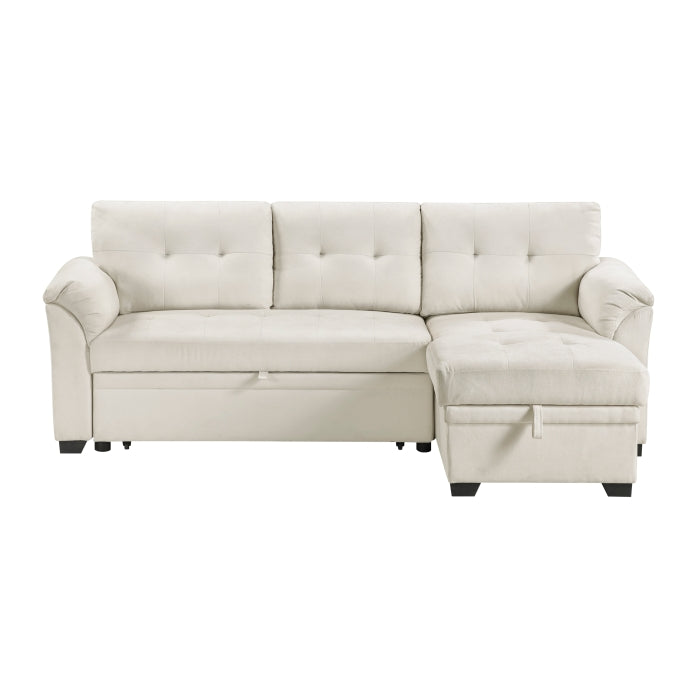 8477BEG*SC (3)2-Piece Reversible Sectional with Pull-out Bed, Reversible Chaise and Hidden Storage - 8477BEG*SC