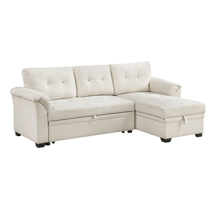 8477BEG*SC (3)2-Piece Reversible Sectional with Pull-out Bed, Reversible Chaise and Hidden Storage - 8477BEG*SC