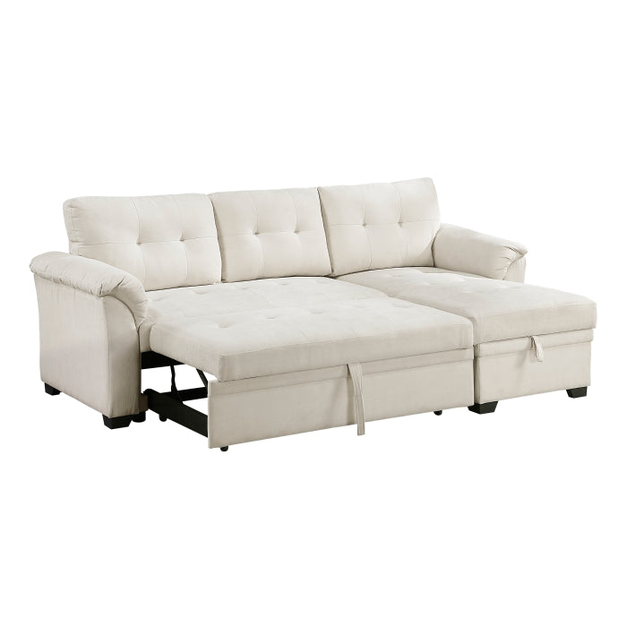 8477BEG*SC (3)2-Piece Reversible Sectional with Pull-out Bed, Reversible Chaise and Hidden Storage - 8477BEG*SC