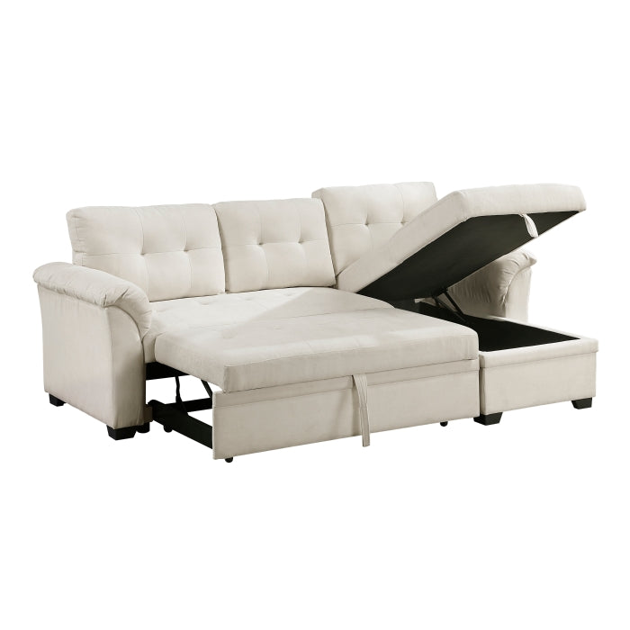 8477BEG*SC (3)2-Piece Reversible Sectional with Pull-out Bed, Reversible Chaise and Hidden Storage - 8477BEG*SC