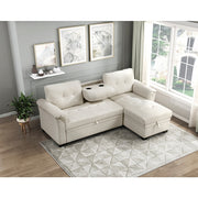 8477BEG*SC (3)2-Piece Reversible Sectional with Pull-out Bed, Reversible Chaise and Hidden Storage - 8477BEG*SC