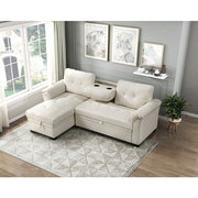 8477BEG*SC (3)2-Piece Reversible Sectional with Pull-out Bed, Reversible Chaise and Hidden Storage - 8477BEG*SC