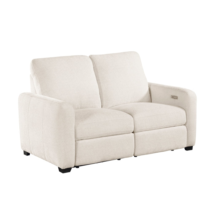 8479BEG-2PW Power Double Reclining Love Seat with USB Charging Ports - 8479BEG-2PW