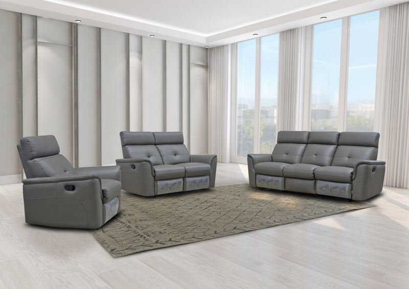 8501 Dark Grey w/Manual Recliner SET - p11667