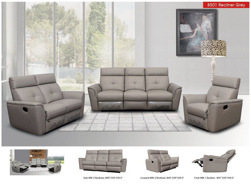 8501 Light Grey W/Manual Recliners Set - Gate FurnitureLiving Room Set