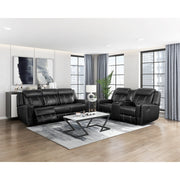 8516BK-3 Double Reclining Sofa with Center Drop-Down Cup Holders,Storage Pouch, Receptacles and USB Ports - 8516BK-3