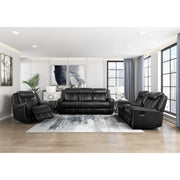 8516BK-3 Double Reclining Sofa with Center Drop-Down Cup Holders,Storage Pouch, Receptacles and USB Ports - 8516BK-3