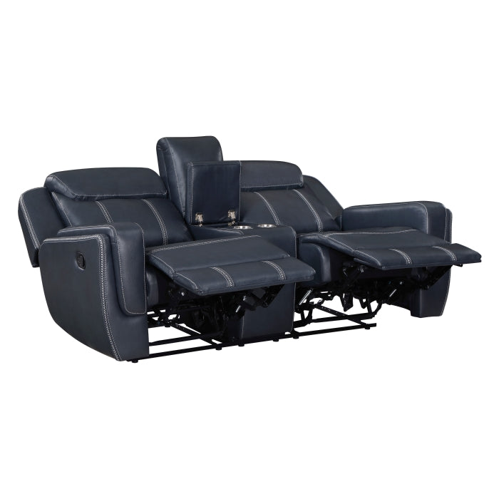 8516BU-2 Double Reclining Love Seat with Center Console, Receptacles and USB Ports - 8516BU-2
