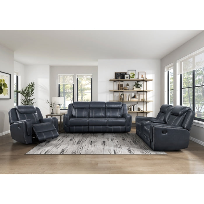 8516BU-3 Double Reclining Sofa with Center Drop-Down Cup Holders,Storage Pouch, Receptacles and USB Ports - 8516BU-3