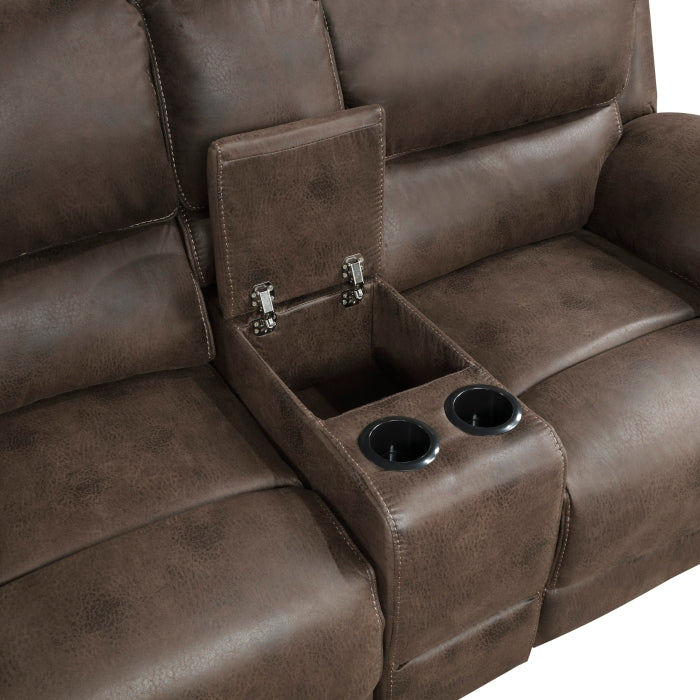 8517BRW*2 2pc Set: Sofa, Love - 8517BRW*2