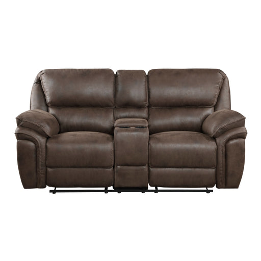 8517BRW-2 Double Reclining Love Seat with Center Console - 8517BRW-2