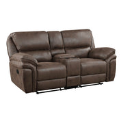 8517BRW-2 Double Reclining Love Seat with Center Console - 8517BRW-2