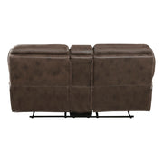 8517BRW-2 Double Reclining Love Seat with Center Console - 8517BRW-2