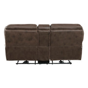 8517BRW-2PW Power Double Reclining Love Seat with Center Console - 8517BRW-2PW