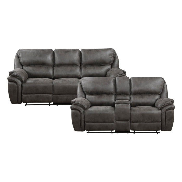 8517GRY*2 2pc Set: Sofa, Love - 8517GRY*2