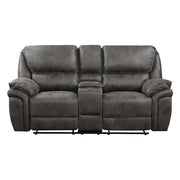 8517GRY-2 Double Reclining Love Seat with Center Console - 8517GRY-2