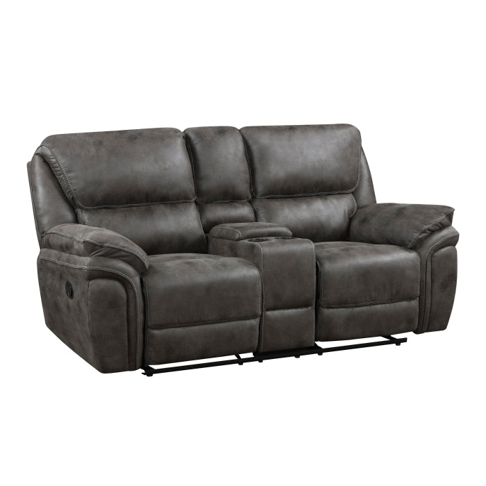8517GRY-2 Double Reclining Love Seat with Center Console - 8517GRY-2