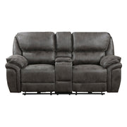 8517GRY-2PW Power Double Reclining Love Seat with Center Console - 8517GRY-2PW
