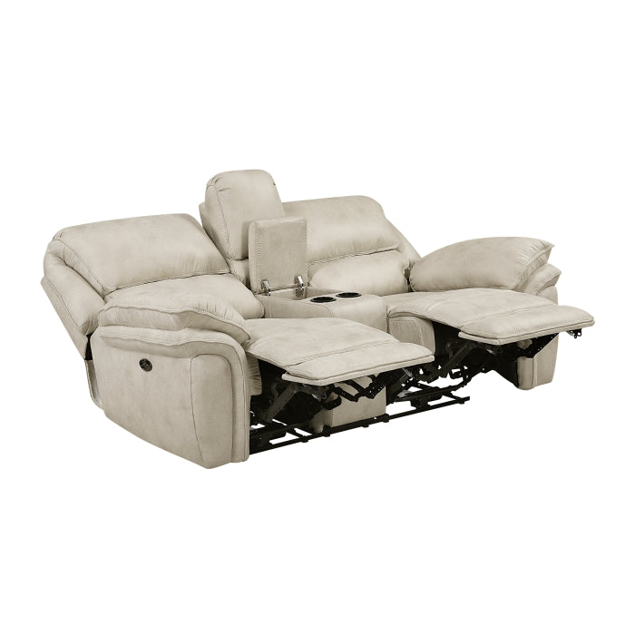 8517PWT-2PW Power Double Reclining Love Seat with Center Console - 8517PWT-2PW