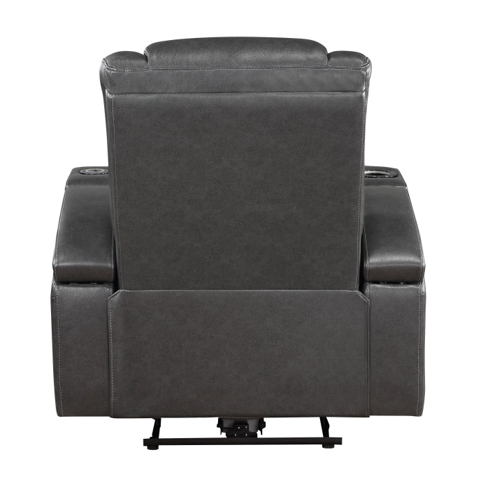 8522GRY-1PW Power Reclining Chair with Wireless Charger, Cooling Cup-Holder, Storage Arms, Wireless Speakers, LED Light and USB port - 8522GRY-1PW