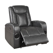 8522GRY-1PW Power Reclining Chair with Wireless Charger, Cooling Cup-Holder, Storage Arms, Wireless Speakers, LED Light and USB port - 8522GRY-1PW