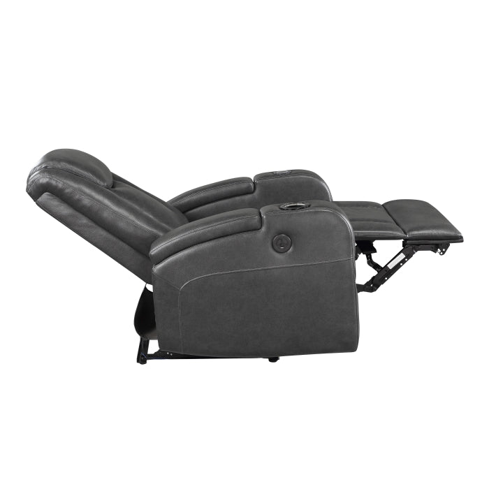 8522GRY-1PW Power Reclining Chair with Wireless Charger, Cooling Cup-Holder, Storage Arms, Wireless Speakers, LED Light and USB port - 8522GRY-1PW