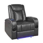 8522GRY-1PW Power Reclining Chair with Wireless Charger, Cooling Cup-Holder, Storage Arms, Wireless Speakers, LED Light and USB port - 8522GRY-1PW
