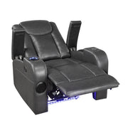 8522GRY-1PW Power Reclining Chair with Wireless Charger, Cooling Cup-Holder, Storage Arms, Wireless Speakers, LED Light and USB port - 8522GRY-1PW