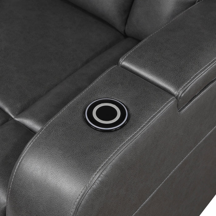 8522GRY-1PW Power Reclining Chair with Wireless Charger, Cooling Cup-Holder, Storage Arms, Wireless Speakers, LED Light and USB port - 8522GRY-1PW