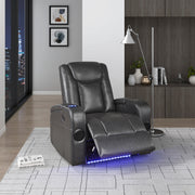 8522GRY-1PW Power Reclining Chair with Wireless Charger, Cooling Cup-Holder, Storage Arms, Wireless Speakers, LED Light and USB port - 8522GRY-1PW