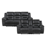 8538BK*2 2pc Set: Sofa, Love - 8538BK*2