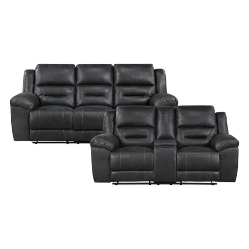 8538BK*2 2pc Set: Sofa, Love - 8538BK*2