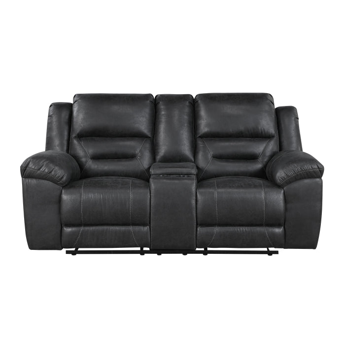 8538BK-2 Double Reclining Love Seat with Center Console - 8538BK-2