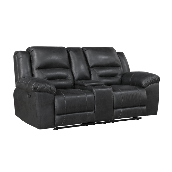 8538BK-2 Double Reclining Love Seat with Center Console - 8538BK-2