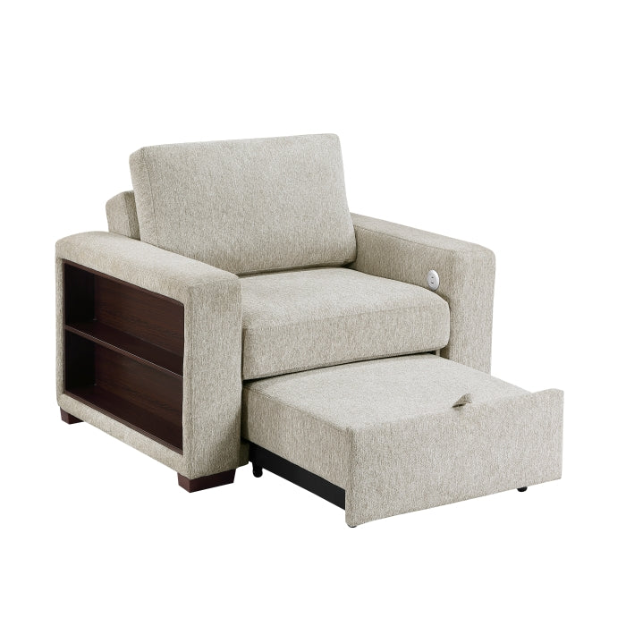 8548-2ACCLA2* (2)Convertible Chair with Pull-out Bed, Click Motion Back, Two Arms with Shelves and Charging Ports - 8548-2ACCLA2*