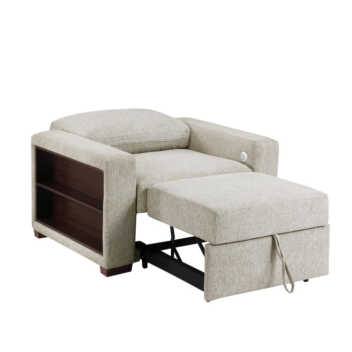 8548-2ACCLA2* (2)Convertible Chair with Pull-out Bed, Click Motion Back, Two Arms with Shelves and Charging Ports - 8548-2ACCLA2*