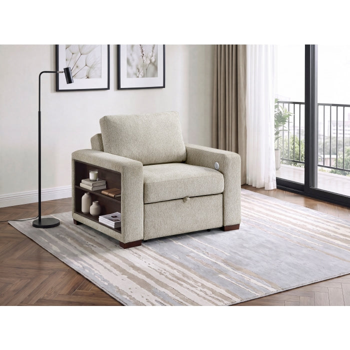 8548-2ACCLA2* (2)Convertible Chair with Pull-out Bed, Click Motion Back, Two Arms with Shelves and Charging Ports - 8548-2ACCLA2*