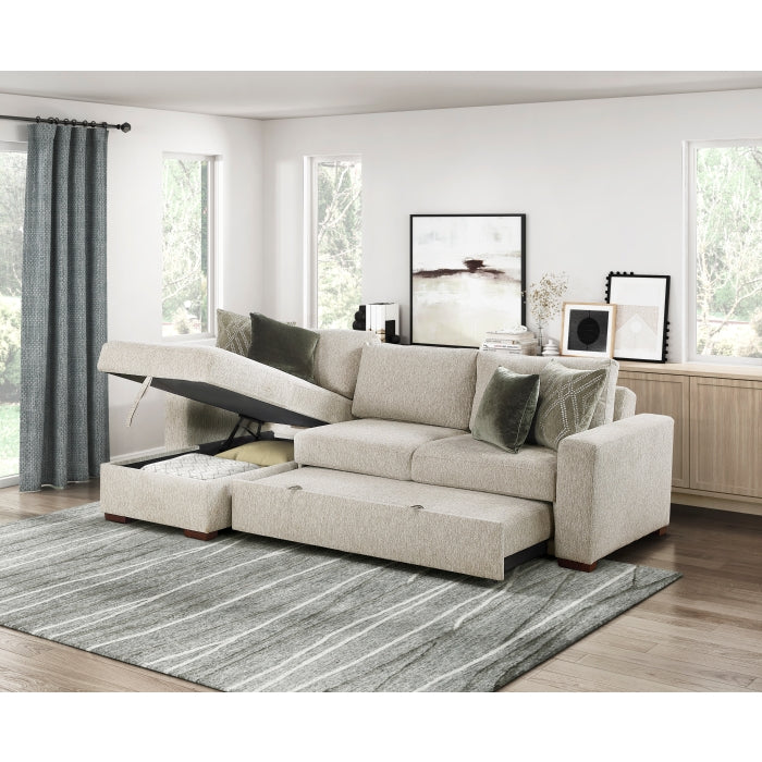 8548-2ACL Convertible Armless 2-Seater with Pull-out Bed and Click Motion Back - 8548-2ACL