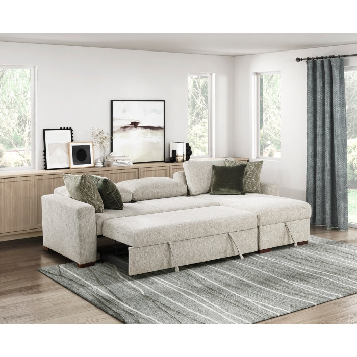 8548-2ACL Convertible Armless 2-Seater with Pull-out Bed and Click Motion Back - 8548-2ACL